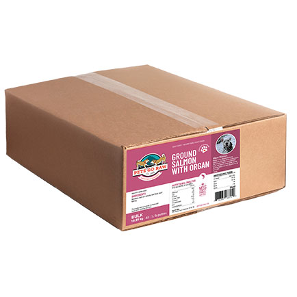 Raw ground salmon with organ meat for dogs, omega-3 rich recipe by Pets Go Raw